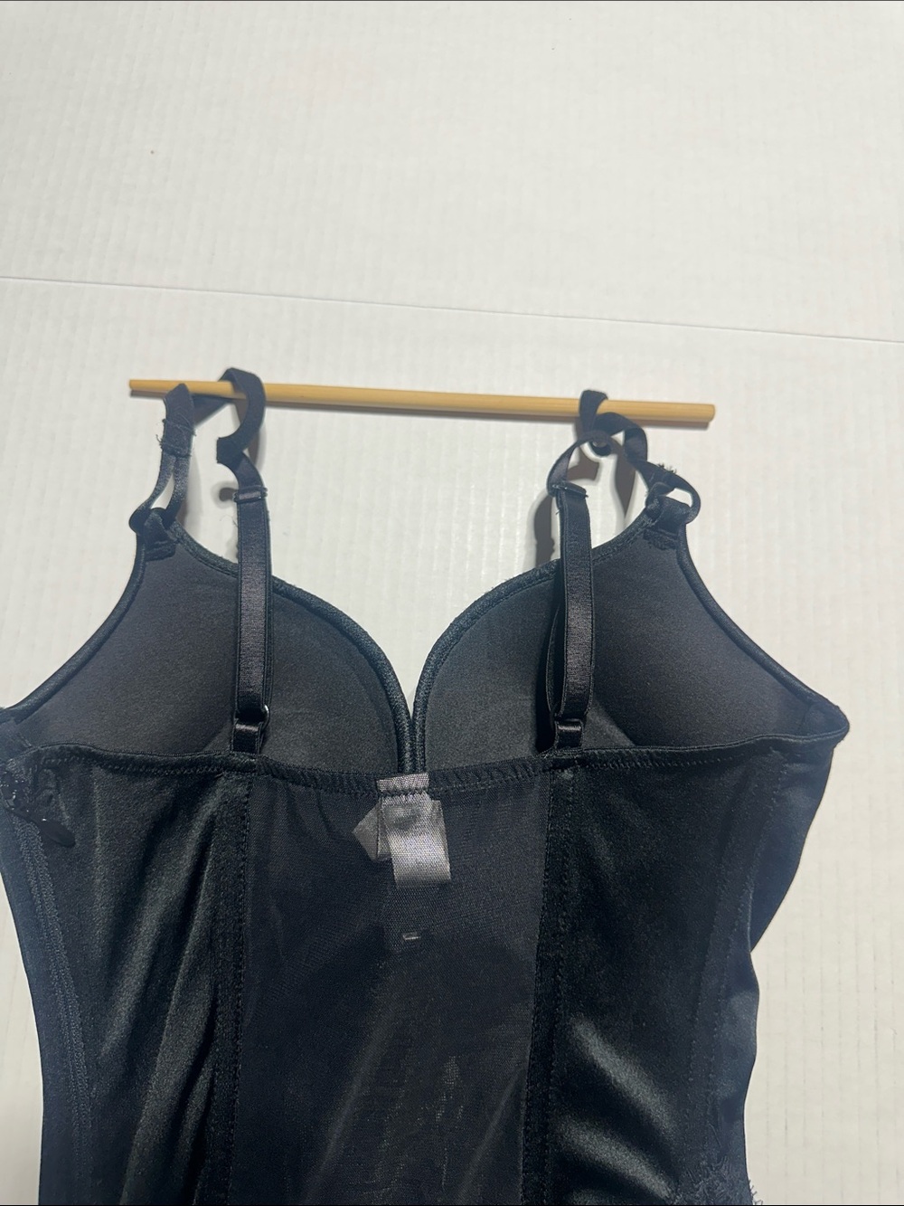 Victorias Secret Black Lace-Trim Longline Push-Up Bustier w rhinestone zipper - Picture 5 of 8